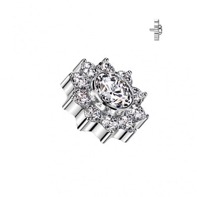 Dermal top PVD Pave Flower Top - LMPiercings