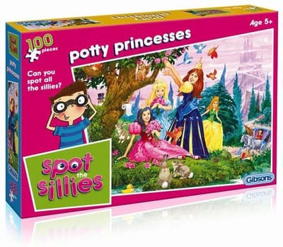 Legpuzzel van 100 stukjes - Gibsons - Spot the Sillies, Potty Princesses, John Francis