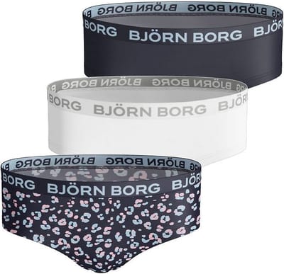 Björn Borg - Meisjes - Animal Print Hipster 3-Pack - Blauw/Multicolour/Wit/Zwart - Maat 110-116
