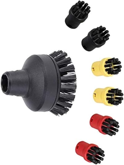Geschikt voor 7 stuks vervangende accessoires stoomreiniger hardnekkige vlekken verwijderen duurzame nylon borstelkop - 1 grote ronde borstel + 6 kleine ronde borstels compatibel met Karcher SC1 SC2 SC3 SC4 SC5 SC7 CTK10-Belle's product