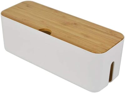 Famanu - Kabelbeheerdoos | Organizer Box | Verberg stekkerdozen en elektrische kabels van tv's, computers en bureaus | Houd huisdieren veilig (wit)