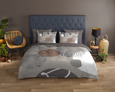 Good Morning dekbedovertrek grafische cirkels - 1 persoons 140x200/220 cm - Grijs - 100% Katoen renforc�