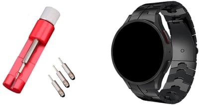 Strap-it Smartwatch band + Toolkit - Stalen Special horlogeband - geschikt voor Samsung Galaxy Watch 7 (40 & 44mm) / Galaxy Watch 6 (Classic) / Galaxy Watch 5 / Galaxy Watch 5 Pro / Galaxy Watch 4 / Galaxy Watch 4 Classic / Watch FE - zwart