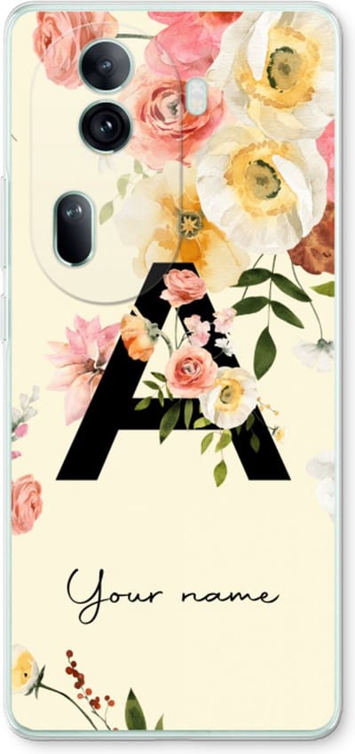 Gepersonaliseerd - Case Company® - Hoesje geschikt voor Oppo Reno 11 Pro hoesje - Flirty Flowers Monogram - Soft Cover Telefoonhoesje - Bescherming aan alle Kanten en Schermrand
