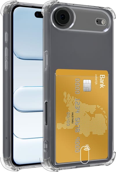 Hoesje - Geschikt voor Apple iPhone Air - Met Pashouder en Kaarthouder - Telefoon Hoes Shockproof - Siliconen Case - Shock Proof - Back Cover - Pasjes Houder - Telefoonhoes - Transparant