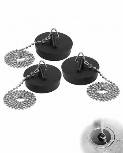 Solidchoice - Wastafelstoppen - Set van 3 Rubberen Afvoerstoppen met Ketting voor Keuken en Badkamer