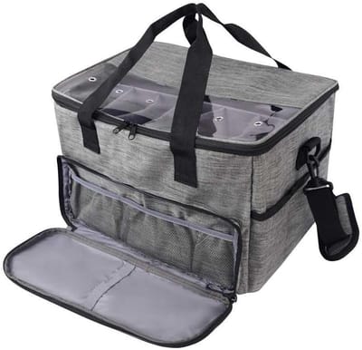 Candala Garen Opbergtas, Gehaakte tas, Wollen Opbergtas, Breien Opbergtas Organizer met Schouderriem 124cm (48,8") - Grijs