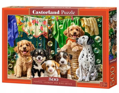 Castorland puzzel 500 stukjes: puppy's, wasgoed en vogels