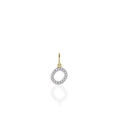 Gisser Jewels - Hanger excl. Collier - Letter O gezet met Zirkonia - 8mm - Geelgoud Verguld Zilver 925
