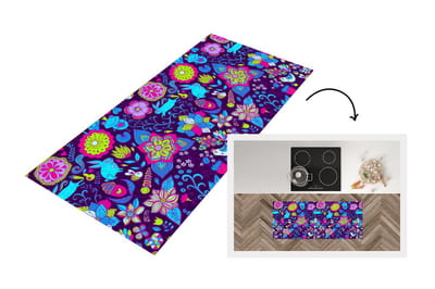 Keukenloper - Loper keuken - Meisjes - Konijn - Roze - Patronen - 120x50 cm - Keukenloper vinyl