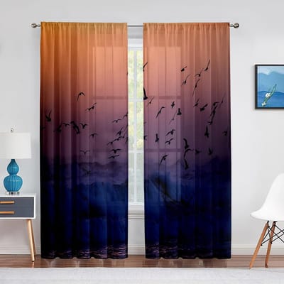Vogelsvlucht in de Lucht Tule Gordijnen voor Woonkamer Slaapkamer Chiffon Keukengordijnen Huisdecoratie Transparante Voile Gordijn 1 PCS W100XH250cm&Grommet Top