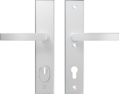 AXA Veiligheidsbeslag (Edge Plus) Aluminium glad: Kruk-Kruk (model Blok) PC92 met kerntrekbeveiliging SKG***