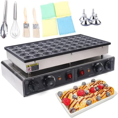 Poffertjesmakers 50 gaten - Mini pannenkoekenpan - Snelle snacks maken - Gelijkmatige verwarming - 62 x 24 x 40 cm