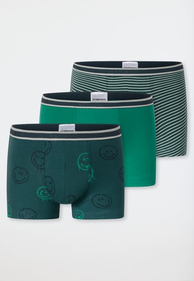 Shorts, set van 3, met streepjes en smileys, groen - 95/5 92