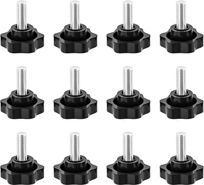Dailygoods - Klemschroef M8 - Gekarteld - Ideaal voor machinebouw - Blank staal - Handmatige verstellingen - 12 stuks - Geschikt voor diverse toepassi...
