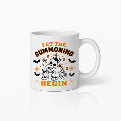 Let the Summoning Begin Mok 330ml – Griezelige Halloween Koffiebeker, Grappig Gotisch Cadeau voor Horror- en Hekserijliefhebbers