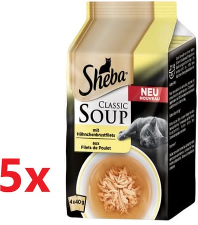 Sheba - Classic Soup Kip - Kattenvoer Multipack - 5 verpakkingen van 4x40g