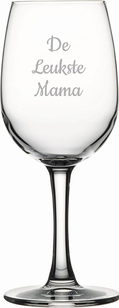 Gegraveerde witte wijnglas 26cl De Leukste Mama