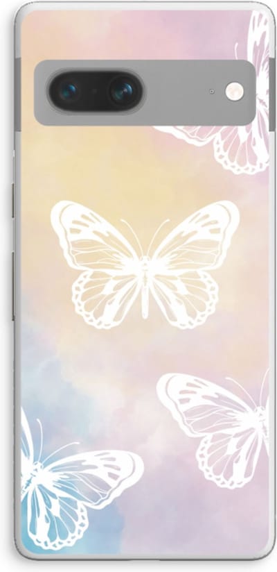 Case Company® - Hoesje geschikt voor Google Pixel 7 hoesje - White butterfly - Soft Cover Telefoonhoesje - Bescherming aan alle Kanten en Schermrand