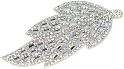Haarsoires Haarspeld Klikklak 8cm - Bladvorm - Glitter Steentjes - Zilver - Haarclip Speldjes - Makkelijk in Gebruik - Haaraccessoires voor Volwassenen & Kinderen - Hair Clip - Decoratieve Haaraccessoire