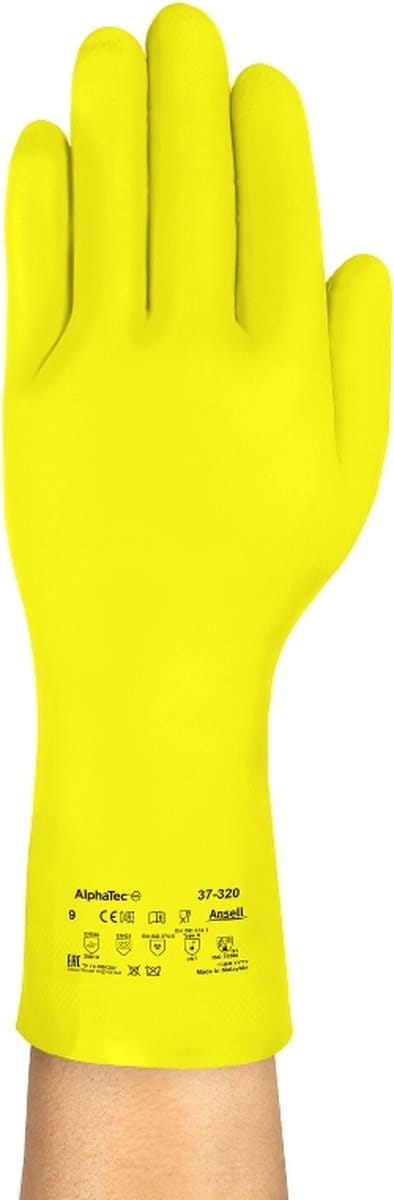 AlphaTec® 37-320 - Huishouden, Chemische beschermende handschoenen, Nitril, Latexvrij, S, Geel, 12 paar