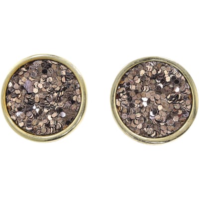 Behave - Glitter oorknoppen bruin goudkleur - Party stijl - 1,5 cm