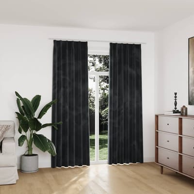 vidaXL - Gordijnen - verduisterend - 2 - st - met - haken - 140x225 - cm - fluweel - antraciet