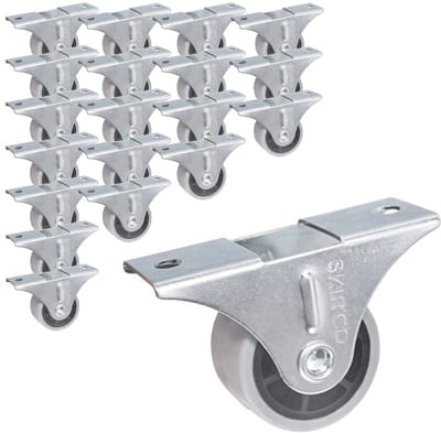 Kleine 30 mm meubelwielen - Pack van 20 Stuks - Grijze Rubber Vaste Wielen