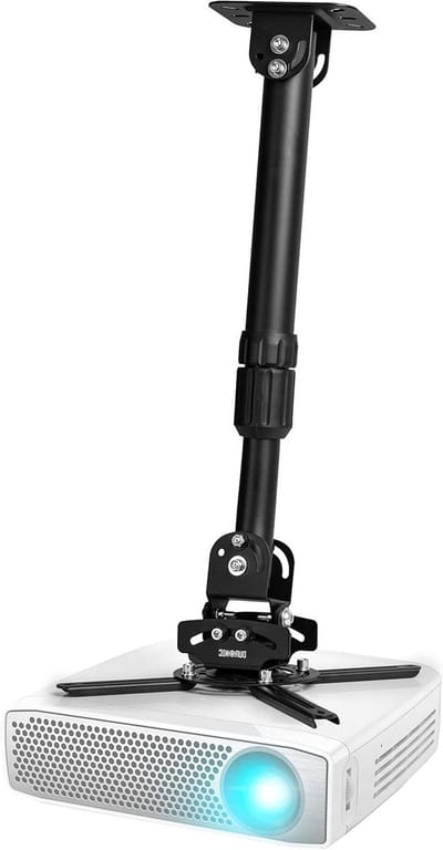 Projector Beugel - Plafondbeugel Beamer - Thuisbioscoop Inrichten - 360° Draaibaar 13.6kg - 45-70cm Uittrekbaar - Zilverkleurig