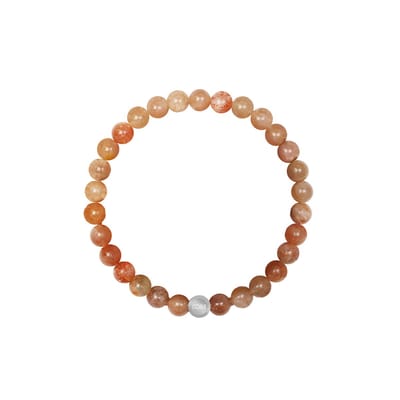 CO88 Collection 8CB-91103-S-M Stenen Armband Helioliet Sunstone - 6mm - 17,5cm - Rekbaar - Licht Oranje Tinten