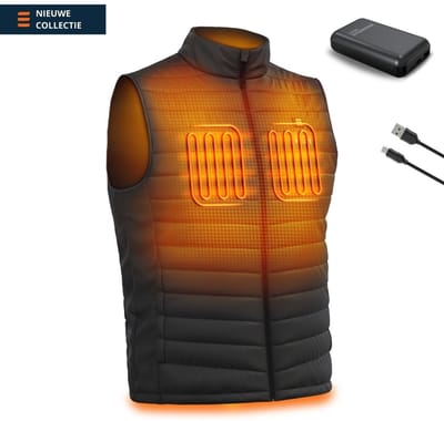 Verwarmde Bodywarmer voor Heren - Magnetar Heat LAVA - Met 13000 mAh powerbank - Zwart