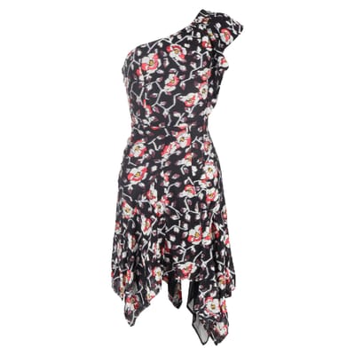 Isabel Marant One Shoulder Minijurk in Bloemenprint Zijde