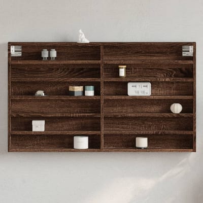 vidaXL - Vitrinekast - 100x8,5x58 - cm - bewerkt - hout - bruin - eikenkleurig