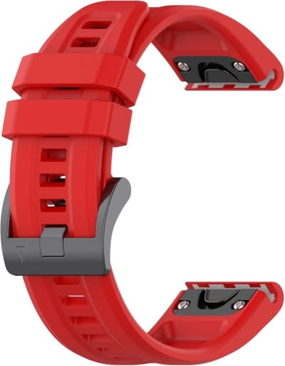 Siliconen bandje - geschikt voor Garmin Fenix 5 / 5 Plus / 6 / 6 Pro / 7 / 7 Pro / 8 (47 mm) / E (47 mm) / Epix (Pro) (2) 47 mm / Quatix 5 / 6 / 7 / 7 Pro / Approach S60 / S62 / S70 47 mm / MARQ / D2 Delta / D2 Mach 1 / Descent G1 - rood