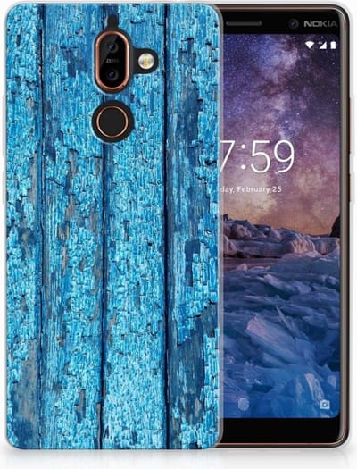 Nokia 7 Plus Bumper Hoesje Wood Blue