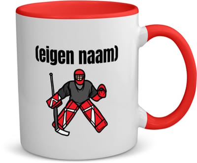 Akyol - ijshockey keeper met eigen naam koffiemok - theemok - rood - Ijshockey - atleten - iemand die houdt van ijshockey - verjaardag - cadeau - kado - 350 ML inhoud