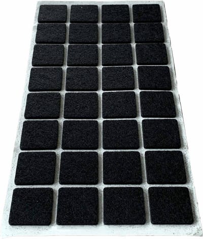 FSW-Products - 32x Zelfklevende Meubelvilt - Meubelonderzetters - Viltjes - Vilt voor Stoelpoten - Anti-kras vilt - Vierkante Poten / 2.5x2.5cm - Zwart