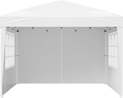Novyro Living - pop up tent - partytent - 10x10ft - 3 zijwanden - wit - hoogte verstelbaar - opvouwbaar - 2 geventileerde ramen