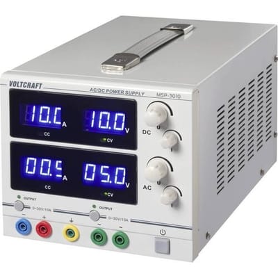 VOLTCRAFT MSP-3010 Labvoeding, regelbaar 0 - 30 V/AC 0 - 10 A 600 W Bus 4 mm Aantal uitgangen: 2 x