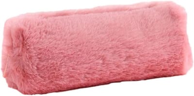 Zachte Pluche Pennenhouder, Fluffy Pennentas met Rits, Schattige Organizer voor School, Werk en Reizen in Donkerroze, Ideaal voor Schoolspullen en Cosmetica