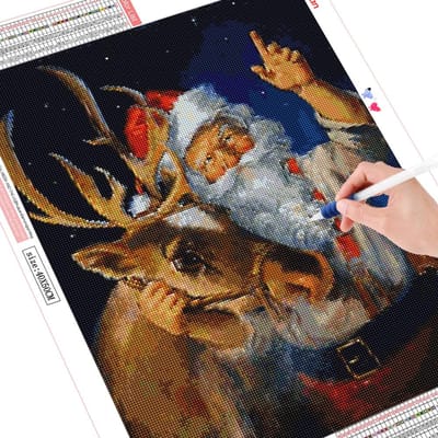 Diamant schilderij Kerstman volledige ronde diamant borduurwerk DIY Kerstmis 20X30CM gray