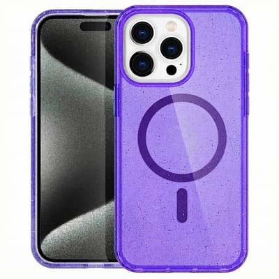 imoshion Hoesje - Geschikt voor Apple iPhone 15 Pro - Sparkle Backcover geschikt voor MagSafe - Glitter Paars