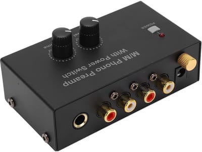 Phono Voorversterker voor Platenspeler met Volumecontrole en RCA/TRS Output