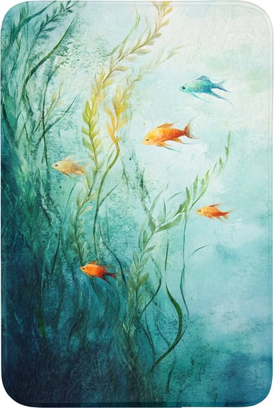 Badmat 60x90 cm - Antislip - Waterplanten - Vissen - Kleurrijk - Water - Badmatten voor badkamer - Badkamermat - Douchemat - Badkamer mat