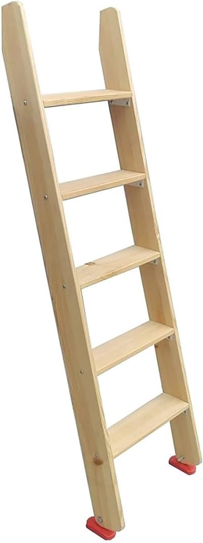 Bedladder Hout - Stapelbed Ladder - Veilig Bed Bereiken - Stevige Massief Hout - 44 cm Breed - Natuurlijk