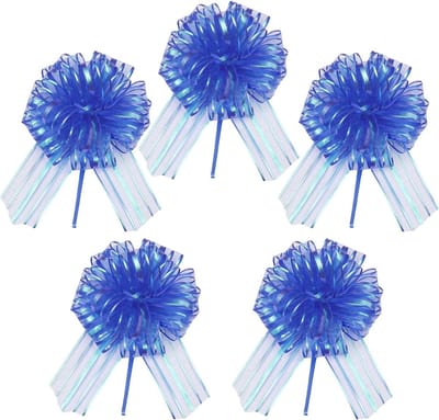 5 Stuks 4 Inch Strikjes voor Cadeauverpakking in Koningsblauw - Grote Strikken voor Bruiloften en Feestjes, Decoratieve Ribbons voor Cadeaus