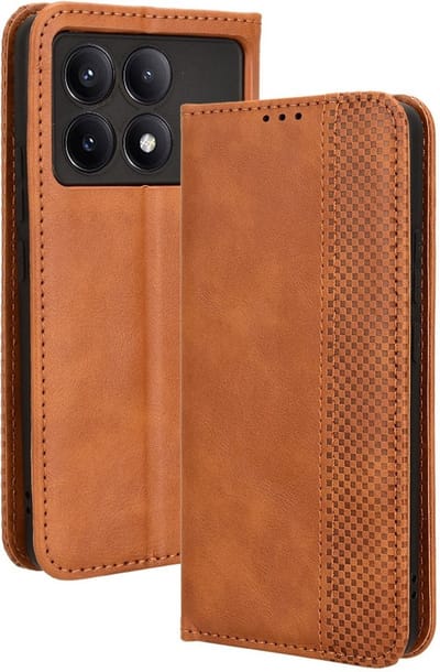 Coverup Hoesje - Geschikt voor Xiaomi Poco F6 Pro Hoesje - Coverup Vintage Style Book Case - Bruin