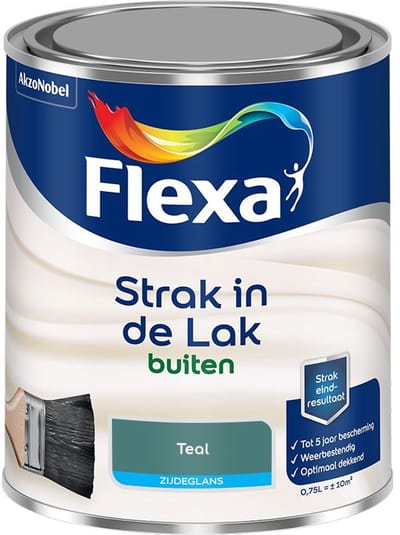Flexa - Strak In De Lak Buitenlak Zijdeglans - Teal - Mengverf - 750 Ml