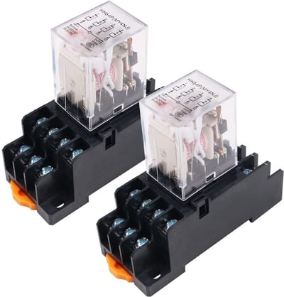 Mini AC220V relais 8Pin DPDT - 2NO + 2NC - met socket basis en LED indicator - ideaal voor afstandsbediening - ShopVlot
