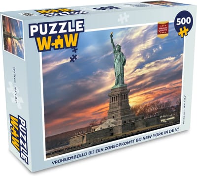 Puzzel Vrijheidsbeeld bij een zonsopkomst Bij New York in de VS - Legpuzzel - Puzzel 500 stukjes